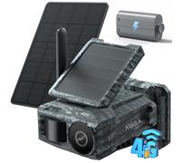 Xega 4G Caméra Solaire avec Carte SIM & 2 Panneaux, Extérieure Camera Chasse 4G sans Fil, Détection de Mouvement, Vision Nocturne sans Lumière, Rotation 220°, Alertes instantanée Via App (sans WiFi)
