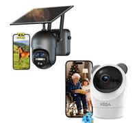 Xega 4G LTE 12X Zoom Hybride Caméra, 4G 24/7 Enregistrement Caméra Intérieur avec Carte SIM Filaire, 355°P 100°T,2K Vision Nocturne, Détection de Mouvement, Sirène Audio Bidirectionnel,TF/Cloud