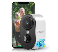 Xega 4G LTE Caméra de Sécurité Extérieur Intérieur avec Carte SIM, 2K HD Caméra IP Portable, Batterie 6000mAh, Détection de Mouvement PIR, Vision Nocturne Couleur, Audio 2 Voies, TF/Cloud, IP65