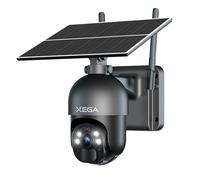 Xega 4G LTE caméra de sécurité extérieure sans Fil à énergie Solaire, inclinable à 355°/95°,2K capteur de Mouvement PIR, Vision Nocturne, Conversation bidirectionnelle, Carte SIM Incluse.