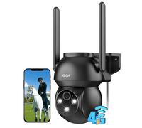 Xega 4G LTE Caméra Exterieur Filaire, 24/7 Enregistrement Caméra avec Carte Sim, 2K HD PTZ, Détection Humaine Suivi Automatique Vision Nocturne Colorée, Audio Bidirectionnel Camera sans WiFi IP66