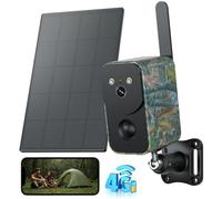 Xega 4G LTE Caméra Extérieure sans Fil avec Panneau Solaire et Carte SIM, 10000mAh, Vision Nocturne, Audio Bidirectionnel, Détection PIR, Sirène et Projecteurs Intégrés, Étanche IP66 (sans WiFi)