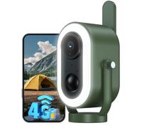 Xega 4G LTE Caméra Magnétique pour Camping avec Carte SIM 2K HD Caméra de Surveillance Portable pour Extérieur 6,000mAh Batterie PIR Détection Humaine pour RV/Camping/Voyage/Pique-Nique IP65