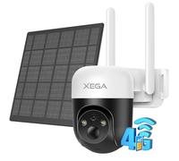 Xega 4G LTE Camera Solaire avec Carte SIM, 2K 3MP IP Caméra Surveillance Extérieure sans Fil à Batterie, PTZ Détection de Mouvement Personnalisée Projecteur/Sirène Alerte Instantanée sur App(Non WiFi)
