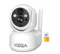 Xega 4G LTE Camera Surveillance Interieure sans Fil avec Carte Sim, 2K Caméra sans WiFi pour Bébé/Animaux, 7800mAh Batteries, PTZ Camera Vision Nocturne, PIR Détection, Audio Bidirectionnel, IP65