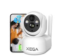 Xega 4G LTE Camera Surveillance Interieure sans Fil avec Carte Sim, 2K IP Caméra pour Bébé/Animaux, 7800mAh Batteries, PTZ Camera Vision Nocturne Couleur, AI PIR Détection, Audio Bidirectionnel, IP65