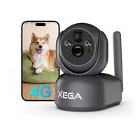Xega 4G LTE Caméra Surveillance Intérieure sans Fil Gris, 2K IP Caméra pour Bébé/Animaux, 355° PTZ Caméra Carte Sim, Vision Nocturne, Détection de Mouvement, Audio Bidirectionnel, Accès à Distance