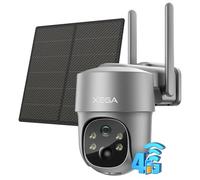 Xega 4G LTE Caméra Surveillance Solaire avec Carte Sim, 2K HD 4G Caméra Extérieure sans Fil inclinable à 355°/90°, Caméra de Surveillance sans WiFi, Vision Nocturne, Détection de Mouvement, IP66