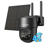 Xega 4G LTE Caméra Surveillance Solaire avec Carte Sim, 2K HD 4G Caméra Extérieure sans Fil inclinable à 355°/90°, Caméra de Surveillance sans WiFi, Vision Nocturne, Détection de Mouvement, IP66