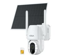 Xega 4G LTE Caméra Surveillance Solaire avec Carte Sim, Lampe LED 500 Lumens, Vision Nocturne Coloré, Inclinable à 350°/90°, Détection PIR, Audio Bidirectionnel, IP66, sans WiFi