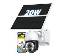 Xega 5MP【10X Zoom Optique】 4G LTE Caméra Surveillance avec Carte SIM 20W Panneau Solaire 30,000mAh Batterie Camera Enregistrement Continu 24/7 sans Fil Vision Nocturne 100ft Détection Humaine IP65