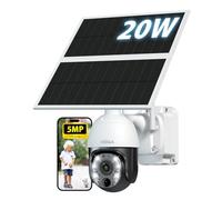 Xega 5MP【10X Zoom Optique】Caméra Surveillance 2.4GHz WiFi avec 20W Panneau solaire 30,000mAh Batterie Enregistrement 24/7 Détection de Humain Vision Nocturne Couleur de100ft Audio bidirectionnel IP65