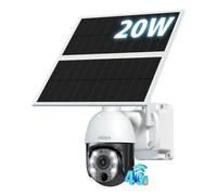 Xega Caméra de Surveillance 4G LTE 5MP avec SIM - Zoom Optique 10x, Panneau Solaire 20W, Batterie 30 000 mAh, Vision Nocturne, IP65