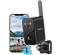 Xega Caméra de Surveillance 4G LTE avec Carte SIM 10000mAh Batterie - Portable sans Fil Extérieur Intérieur Vision Nocturne en Couleur Projecteur Sirène APP Instantanées Alertes Étanche【sans WiFi】