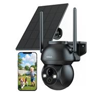Xega Camera Solaire Exterieur WiFi sans Fil, 2K PTZ IP Camera Surveillance Vision Nocturne Colorée, Détection Humaine PIR, Étanche IP66, Audio Bidirectionnel Alerte instantanée, Cloud/TF Stockage