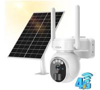 Xega Caméra Surveillance Solaire 3G/4G LTE avec Carte Sim 2K HD Caméra Extérieure sans Fil inclinable à 355°/90° Caméra de Surveillance sans WiFi Vision Nocturne Détection de Mouvement IP66