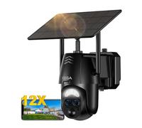 Xega Caméra WiFi Exterieur sans fil Solaire【12X-Hybrid Zoom】Double Objectif, AI Détection Personne, 2K Caméra Surveillance avec Vision Nocturne Couleur, Audio Bidirectionnel, Etanche IP67, WiFi 2,4GHz