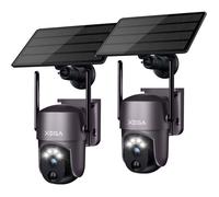 Xega Lot de 2 Caméra de sécurité Solaire extérieure sans Fil 2K PTZ Wi-FI Image Couleur PIR-AI Détection Humaine