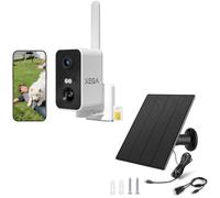 Xega Portable 4G Camera Surveillance avec Carte SIM, 3,5W Panneau Solaire, CCTV Caméra sans Wi-FI avec Batterie 10000mAh,Pan 180, Détection Humaine PIR