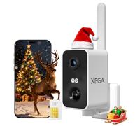 Xega Portable 4G Camera Surveillance avec Carte SIM, CCTV Caméra sans Wi-FI avec Batterie 10000mAh,Pan 180, Détection Humaine PIR,Vision Nocturne Couleur,Audio Bidirectionnel,Sirène,Local/Cloud,IP66