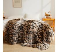 XeGe - Couverture de luxe en fausse fourrure, douce couverture de lit à imprimé tigre grand et moelleux, couverture de canapé de style ferme décorative en peluche Shaggy, couverture en fourrure pour