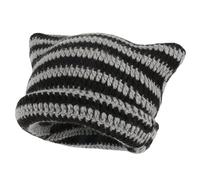 XehCaol Bonnet Y2k Avec Oreilles de Chat, Cornes de Diable - Accessoire Tricoté Grunge Pour Filles - Noir, M