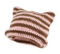 XehCaol Bonnet Y2k Chat, Drôle Bonnet Avec Oreilles Chat Tricoté Bonnet Tricoté Oreilles Chat Cornes Diable Fille Y2k Grunge Accessoires, Rose, M