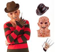 XehCaol Pull Costume Masque Gant Rayé Pull Tricoté Halloween Cosplay Horreur Costume Adulte