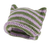 XehCaol Y2k Bonnet de chat, drôle avec oreilles de chat, bonnet tricoté avec oreilles de chat, cornes de diable, filles Y2k Grunge Accessoires, lilas, M