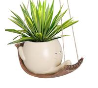 Xeihuul Pots Fleurs À Visage Pivotant - Pots Fleurs en Résine avec Balançoire Ou Hamac, Jardinières À Tête en Résine avec Visage Souriant Suspendus