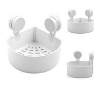 XEIJAYI Étagère de salle de bain, ventouse, porte-savon, étagère de rangement d'angle, caddie organisateur, panier mural de douche en plastique(White)