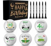 Xeiwagoo Lot de 6 balles de golf pour 40e anniversaire avec 6 tees - Cadeau amusant pour golfeurs, hommes, papa, maman, amoureux, grand-père, grand-mère, mari