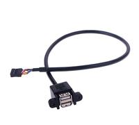 XEjU 1Pc 9 Pin Motherboard Header to 2 Ports USB 2.0 Female Extension Cable Adapter