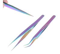 Xeju Rainbow Colorful Stainless Steel Tweezer Nail Sticker Rhinestone Picker Tool
