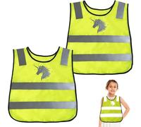 Xekal-2 Pièces Gilet De Sécurité Enfants,Gilet Jaune Enfant,Réflecteur Haute Visibilité Sécurité,360°Visibilité À Réfléchissant Pour Enfants De 2 À 12 Ans Garçons Et Filles