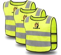 Xekal-3 Pièces Gilet Jaune Enfant,Gilet De Sécurité Enfants,Réflecteur Haute Visibilité Sécurité Gilet,Respirant Taille Universelle Protection Pour Garçons Et Filles