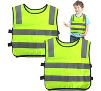 XEKAL-Gilet De Sécurité Pour Enfant,Pack De 2 Gilets Réfléchissants Jaunes Haute Visibilité,Gilets De Sécurité Réfléchissants,Protégez Vos Enfants Sur Le Chemin De L'École,Confortable,Léger,Universel