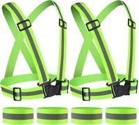 XEKAL-Kit Sécurité Nuit Pro (2 Gilets Réfléchissants+4 Bracelets Fluos)¿Veste Haute Visibilité En Polyester Respirant,Bandes Réfléchissantes 360° Pour Jogging/Vélo/Travail Nocturne¿Taille Aju
