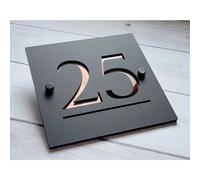 XEL Plaque de porte flottante 3D moderne avec numéro de maison et nom de rue, décoration murale pour l'extérieur Personnalisable (20 x 20 cm, noir et rose)