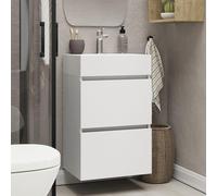 Xellanz Mini meuble bas avec 2 tiroirs 45 cm blanc brillant et lavabo céramique blanc brillant 38.4304