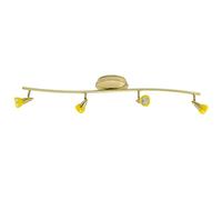 Xelux - Luminaire Plafonnier Laiton brossé 4 Spots orientables de 35 W GU 5.3 diffuseur teinté