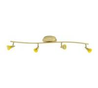 Xelux - Luminaire Plafonnier Laiton brossé 4 Spots orientables de 35 W GU 5.3 diffuseur teinté