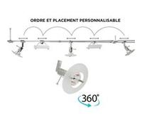 Xelux - Plafonnier 5 Spots orientables et déformable 35 W 3 syros et 2 sail Chrome G