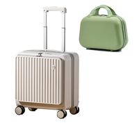 Xelvoraya Lot de 2 petites valises de cabine de 50,8 cm avec roulettes, coque rigide, légère et durable, design de couleur contrastée pour les voyages, Thé au lait gris, Apple green, Style tout-en-un