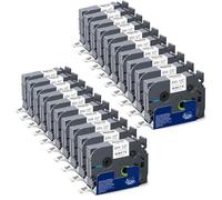 XemaX Lot de 20 rubans d'étiquettes de rechange pour TZc-231 TZ-231 AZe-231 12 mm Noir sur blanc