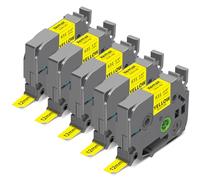 XemaX Lot de 5 rubans d'étiquettes Tze-631 12 mm 1,2 cm jaune laminé compatible avec Brother Tze631 Tz-631 Tz631 1/2" P Touch Tze Tz 12 mm 1,2 cm pour PT-D210 PT-D220 PT-H103W PT1280 PT22 430