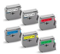 XemaX Lot de 6 rubans d'étiquettes de rechange 9 mm x 8 m pour Brother M-K121 M-K221 M-K421 M-K521 M-K621 M-K721 P-Touch MK Compatible avec Brother PT-65 PT-90 PT-M95 PT-80 PT-100 PT-110 PT-70 PT-85