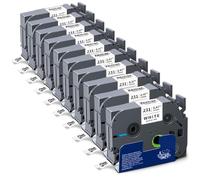 XemaX Lot de rubans adhésifs Brother TZe-231 P-Touch 12 mm pour étiqueteuse P-Touch PT-E110 H100R H110 H101C H108 E100 H100LB H105, noir sur blanc