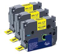 XemaX Lot de rubans compatibles Brother P-touch 18 mm TZe-641 TZe 0,7" pour étiqueteuse PT-D400, 2030, D450VP, E500VP, P900W, P950NW, P750W, noir sur jaune