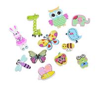 Xeme 50pcs Mixte Animal 2 Trous Boutons En Bois Couture Artisanat Scrapbooking Diy